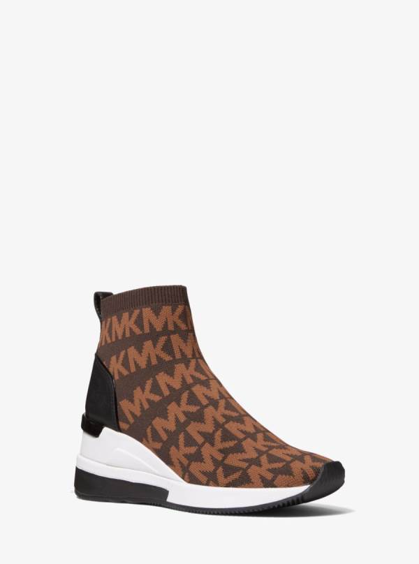 Damske Tenisky Michael Kors Skyler Logo Stretch Knit Sock Čokoláda - Topanky Michael Kors Nejlevnejsi | KILTZ-1648